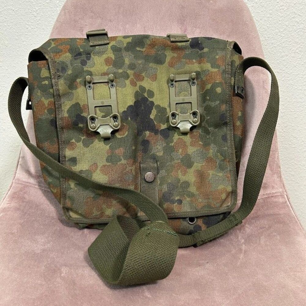 Schulze Brakel Rucksack German Canvas Military Field Bag Carry Buckle Camouflage - Picture 2 of 7